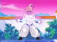 Kid Buu concentrating his energy into a Shocking Ball