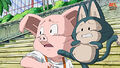 Oolong and Puar frightened by the newcomers