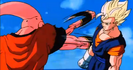 Super Vegito dodging Super Buu's punches