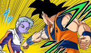 Merus dodges Goku's punch