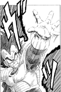 Vegeta firing the energy wave in the manga chapter, "Vegeta vs. Dodoria"