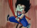 Goku attacks the pterodactyl with his Power Pole