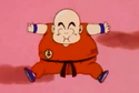 Krillin inflates like a balloon