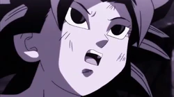Caulifla percebe a chegada de Goku como Super Saiyajin God