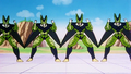 Cell uses the Multi-Form technique with his cells from Tien Shinhan