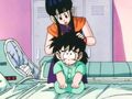 Chi-Chi brushes Gohan's hair