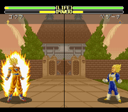 Goku and Vegeta powering-up in the World Martial Arts Tournament stage in Super Butōden 2