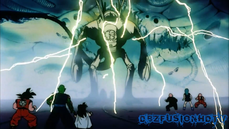 Goku, Piccolo, Krillin, Gohan y Maestro Roshi vs Dr. Wheelo