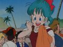 Bulma happily receives a fancy golden necklace