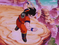 Goku preparres to do battle with Vegeta