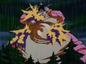 Rage Shenron hit by rain
