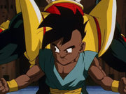 Uub behind Baby Vegeta
