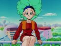 Bulma on Capsule Corporation's balcony