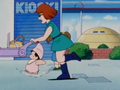 The mother with sunglasses during the King Piccolo Saga