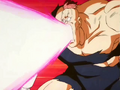 Recoome unleashes his massive Eraser Gun mouth blast at Vegeta