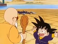 Goku happy at the idea of training alongside Krillin and Yamcha