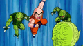 Krillin fights Saibamen