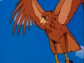 A Sand Eagle holding Gohan in its claws