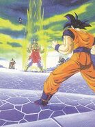 Goku observa a broly transformandose