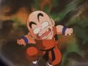 Krillin almost vomiting because of Bacterian's attack