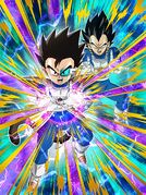 Pure Saiyan Tarble card depicting the Brotherhood Galick Gun in Dokkan Battle