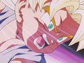 Super Saiyan Kid Goku charges a Super Kamehameha in Super Collaboration Special