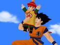 Goku holding Gohan