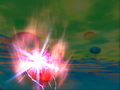 Goku (Mid) charges the Kaio-ken Kamehameha