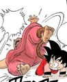 Goku grabs Nam with his tail