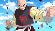 Tien defeating Frieza Soldiers