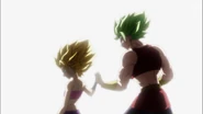 Caulifla reassuring Kale they are The Strongest Force in the Cosmos