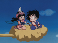 Chi-Chi and Goku on the Flying Nimbus