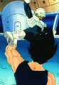 Vegeta grabbing Pui Pui's leg