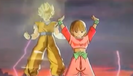 Akina gathers energy for a Spirit Bomb