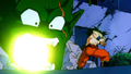 Goku charges a Kamehameha to fire at Giant Slug