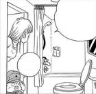 Oolong showing Bulma the bathroom