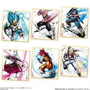 Artes de Shikishi Art entre ellos uno de Goku en Super Saiyan Dios