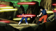 Goku and Vegeta face the attack of the two warriors.