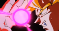 Super Buu threatens the battle-tired Goku