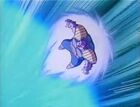 Dodoria targeted by Vegeta's energy wave