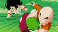 Gohan and Krillin saving Dende from Dodoria