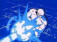 Tien stops Yamcha's Kamehameha with his Kamehameha Deflection