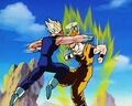 Vegeta attacks Goku