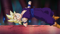 Gohan is thrown to the floor