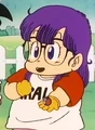 Arale mistaking a marble for a Dragon Ball