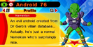 Namekian Android 76's character profile from Dragon Ball Fusions