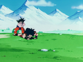 Goku has Raditz by the tail