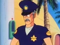 West City Policeman looking down at Goku