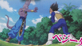 Beerus threatens Vegeta with a Ki Blast in Battle of Gods