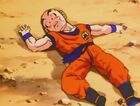 Krillin at near death from Cell's light kick